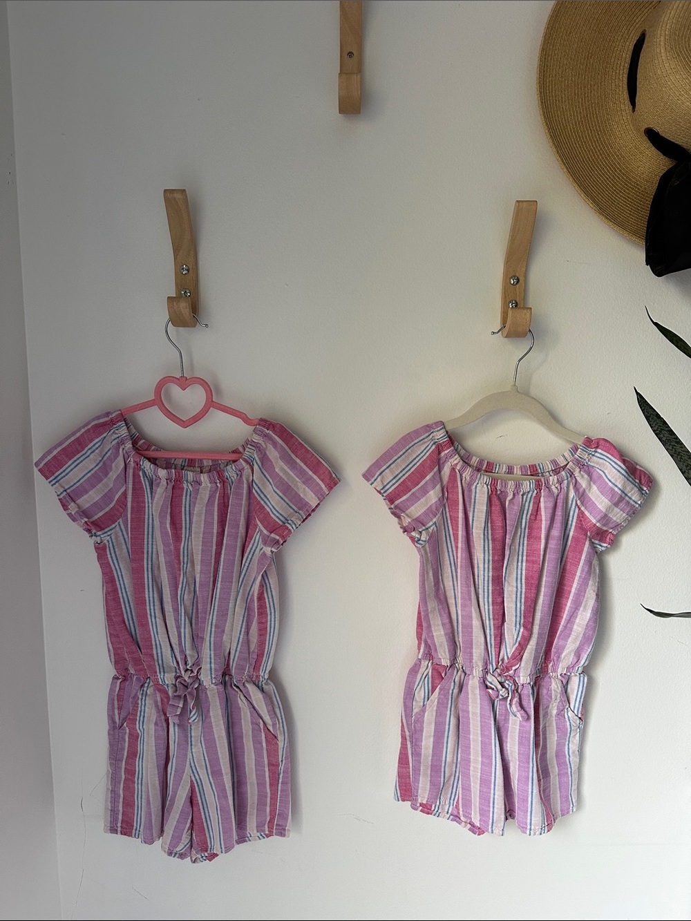 Girls Pink Striped Romper Bundle